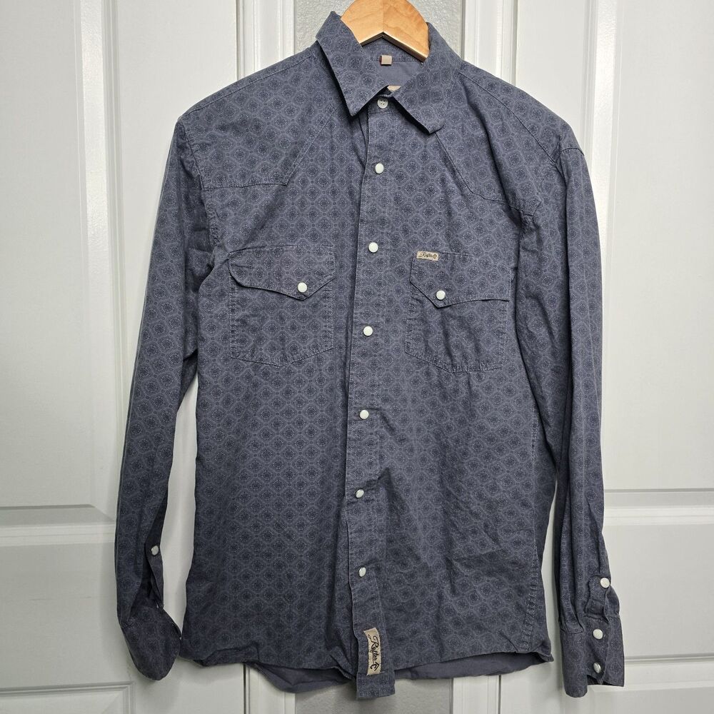 Rafter C Pearl Snap Shirt Long Sleeve Men's Medium Gray